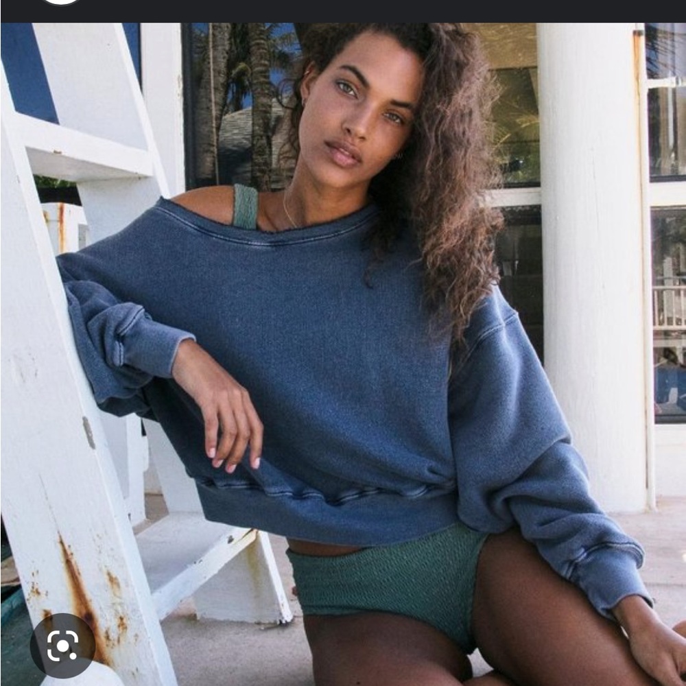 Free People Jojo Sweatshirt, Navy, XS
